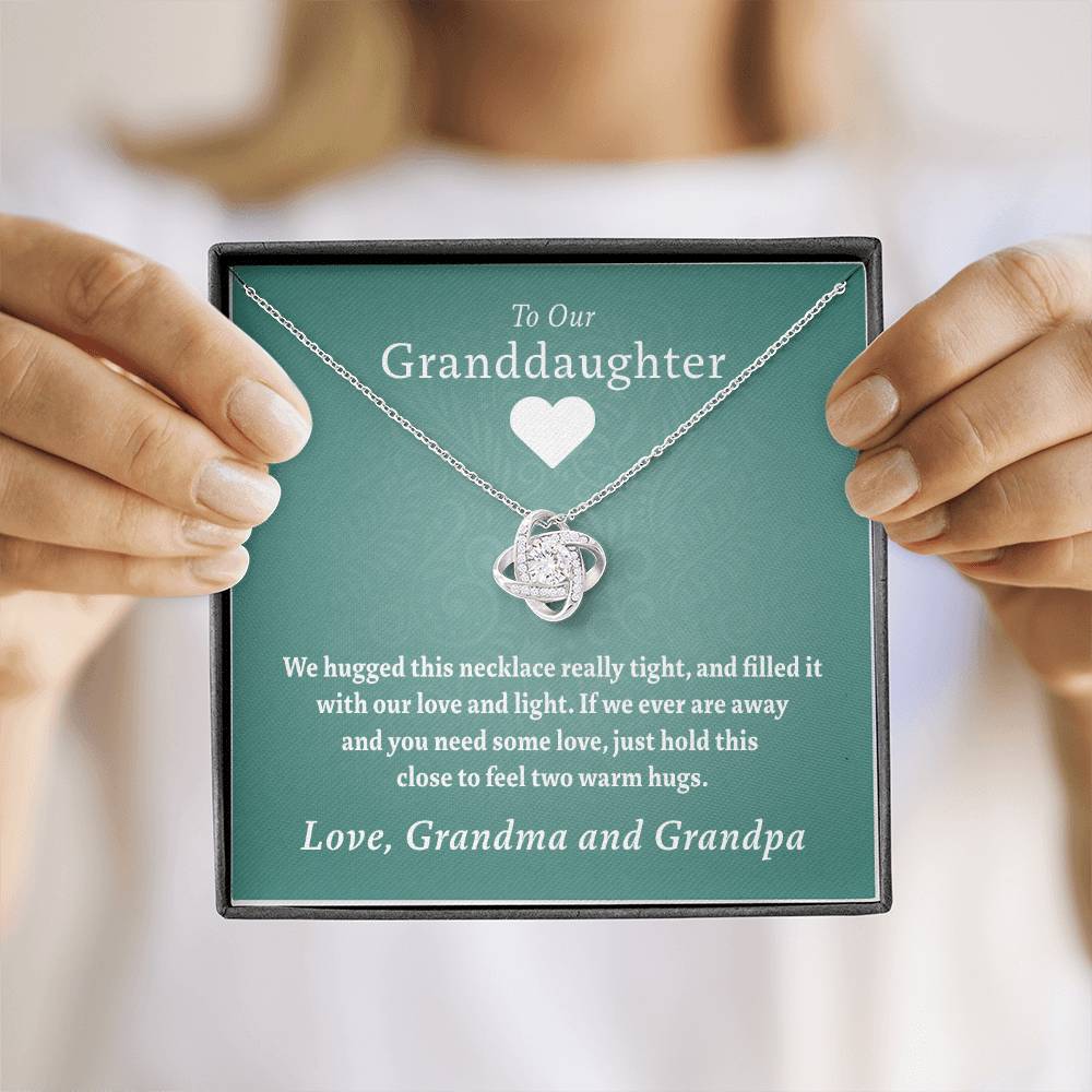 Our Granddaughter (From Grandma & Grandpa) - Two Warm Hugs Gold Necklace