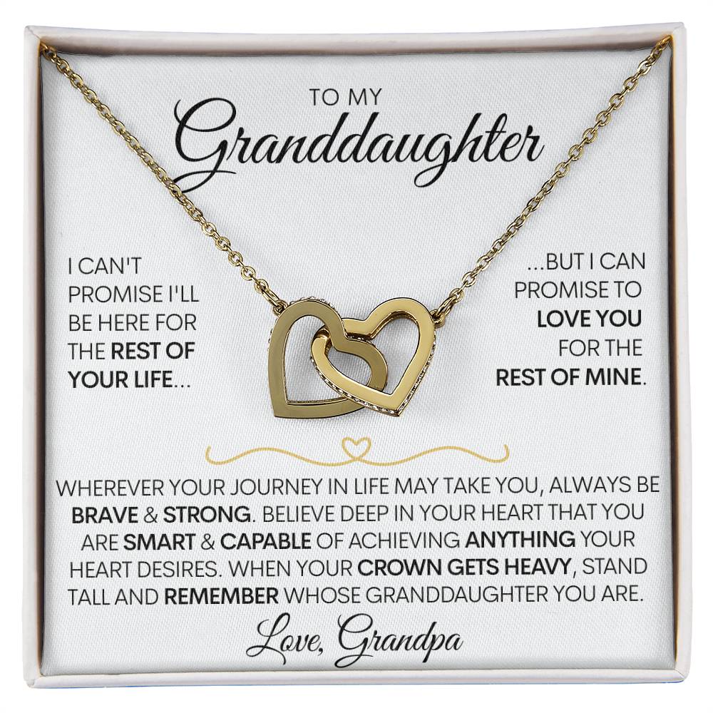 Granddaughter Connected Hearts Necklace - From Grandma and Grandpa, Promise to Love You