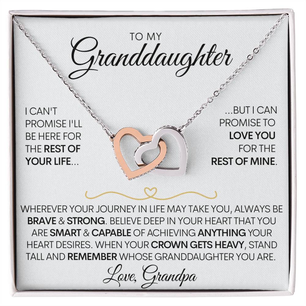 Granddaughter Connected Hearts Necklace - From Grandma and Grandpa, Promise to Love You