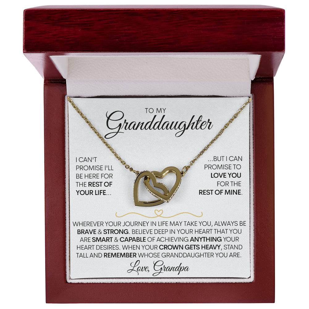 Granddaughter Connected Hearts Necklace - From Grandma and Grandpa, Promise to Love You