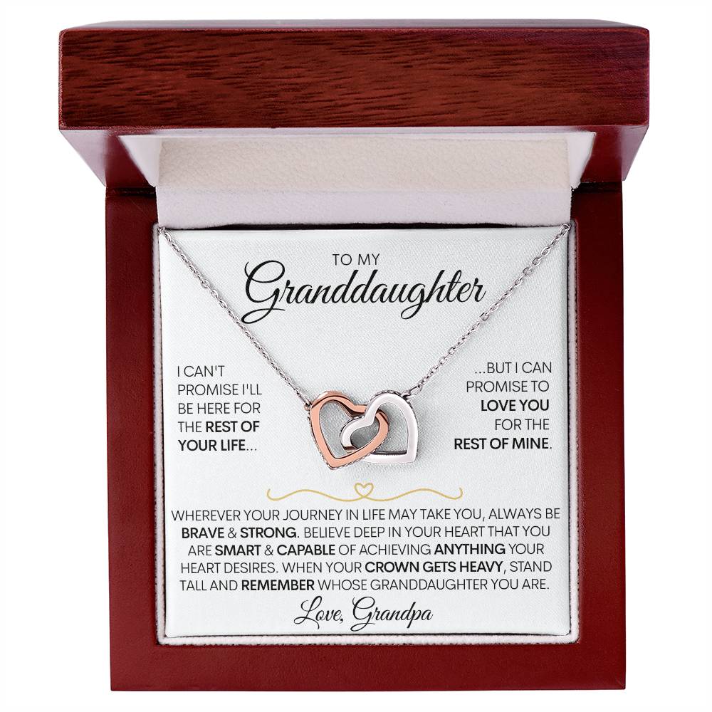 Granddaughter Connected Hearts Necklace - From Grandma and Grandpa, Promise to Love You