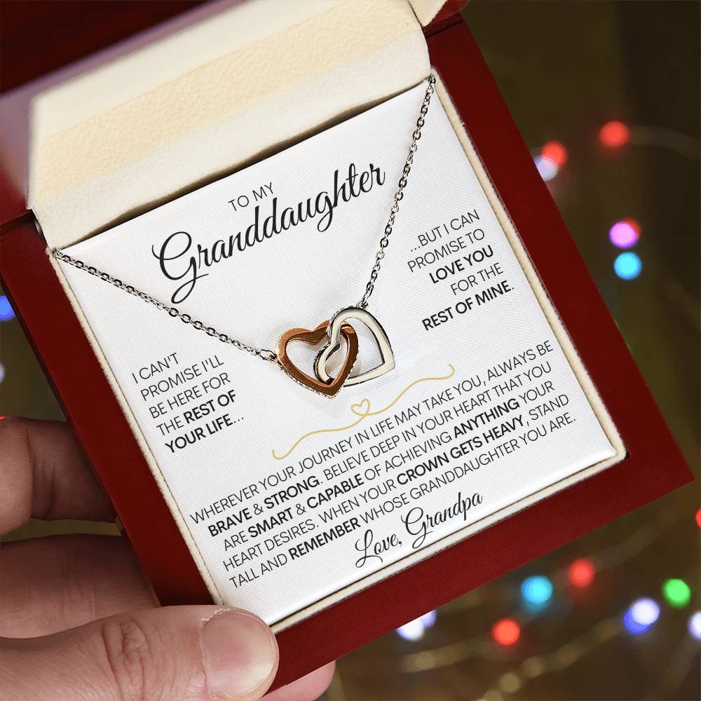 Granddaughter Connected Hearts Necklace - From Grandma and Grandpa, Promise to Love You