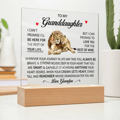 To My Granddaughter (Love Grandpa) - Promise to Love You - LED Light Up Square Sign