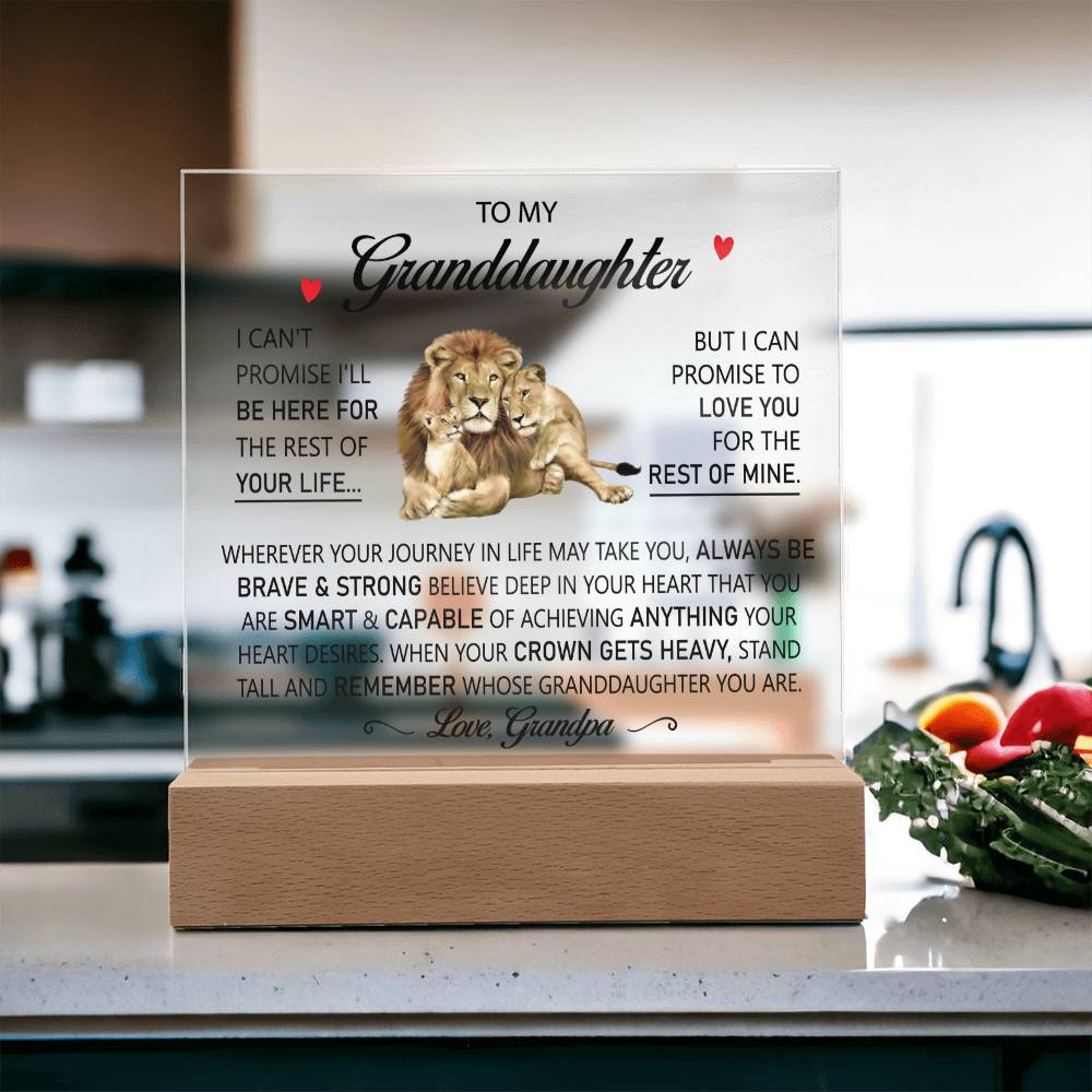 To My Granddaughter (Love Grandpa) - Promise to Love You - LED Light Up Square Sign