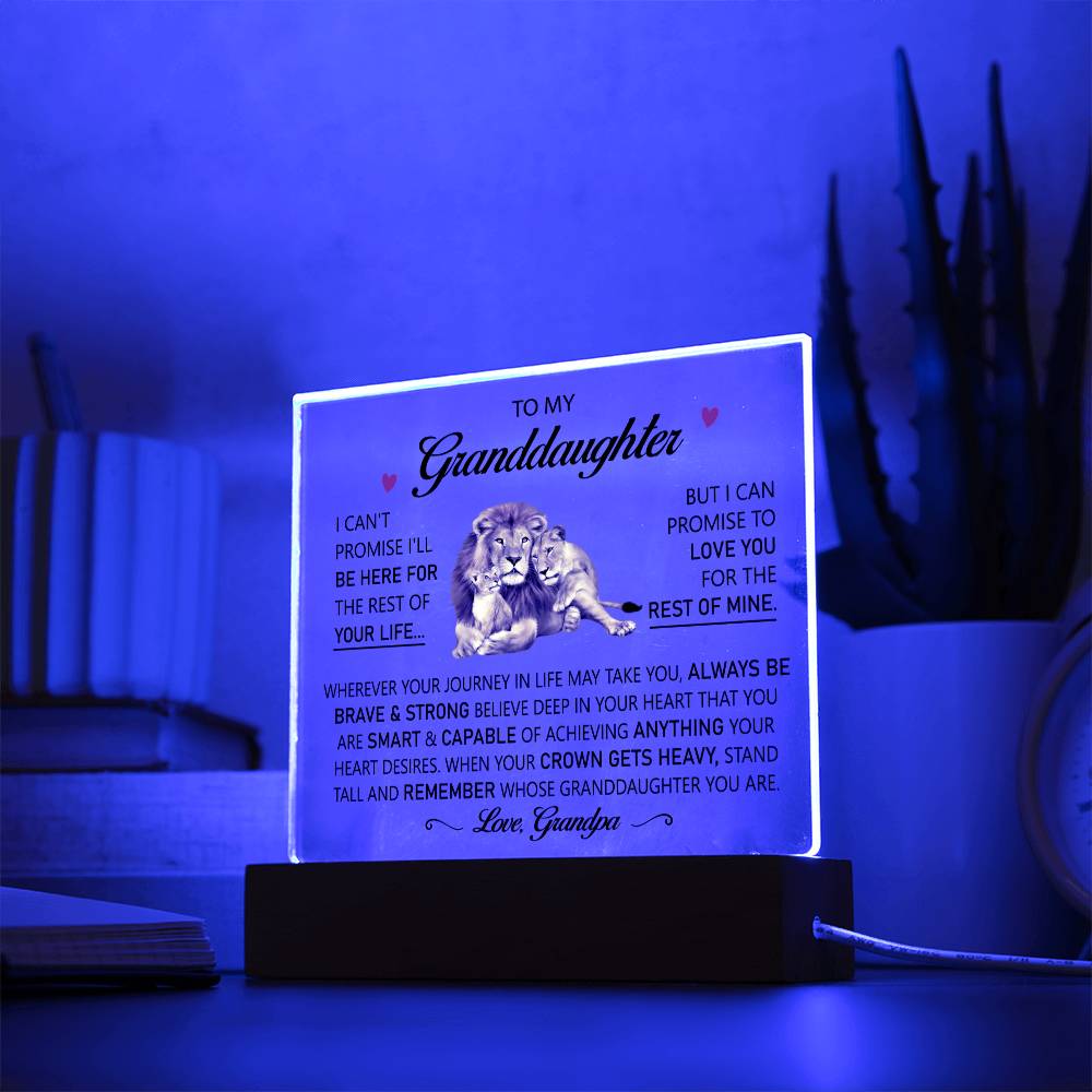 To My Granddaughter (Love Grandpa) - Promise to Love You - LED Light Up Square Sign