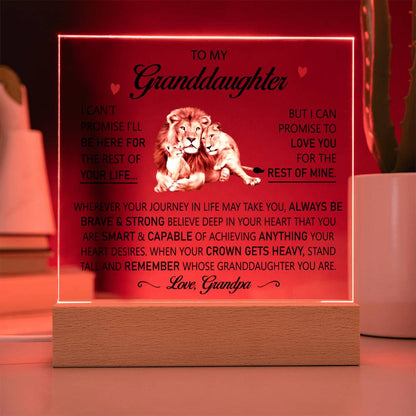 To My Granddaughter (Love Grandpa) - Promise to Love You - LED Light Up Square Sign