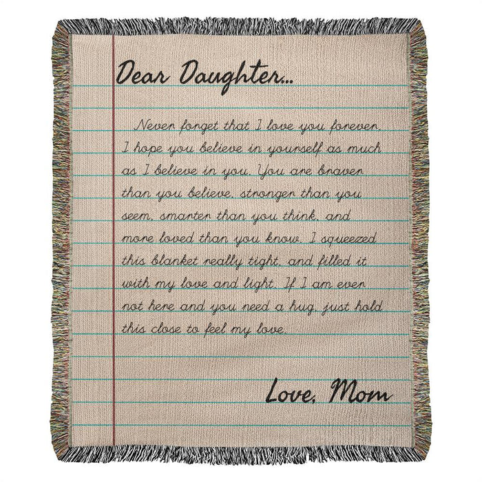 Daughter Blanket, Gift for Daughter from Mom, Woven Heirloom Hand Crafted in USA, Birthday or Christmas Gift, Daughter Gift Idea Default Title