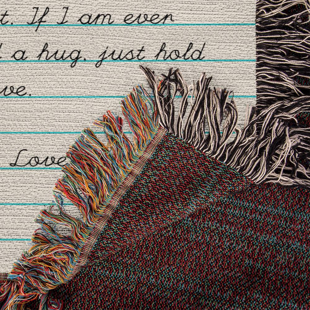 Granddaughter Heirloom Handwoven Blanket, "Never Forget That I Love You", Letter from Grandma Blanket, Gift for Christmas, Birthday Present