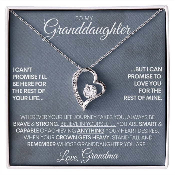 Custom Signature Granddaughter - "Capable of Anything" Beautiful 14k Gold Necklace 14k White Gold Finish Standard Box