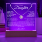 To My Daughter - The Greatest Gift of All - 14k or 18k Gold & LED Acrylic Sign Keepsake LED Battery Powered Base 14K White Gold Finish