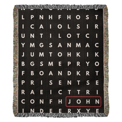 Personalized Crossword Puzzle Woven Blanket - Family Name, Up to 5 Hidden Words