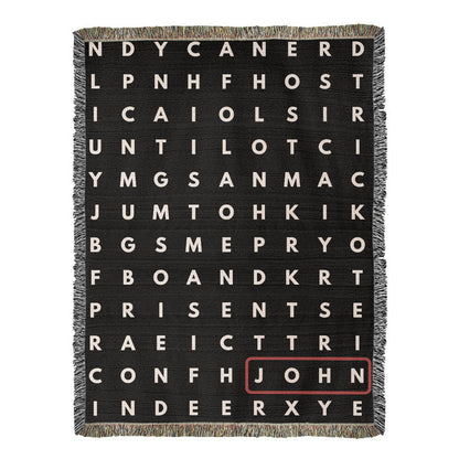 Personalized Crossword Puzzle Woven Blanket - Family Name, Up to 5 Hidden Words