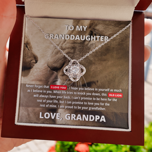 To My Granddaughter (Love Grandpa) - I'll Have Your Back | 14k White Gold Necklace