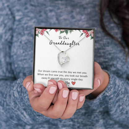 To Our Grand Daughter - Our Dream Came True | Stunning 14k Gold Forever Love Heart Necklace