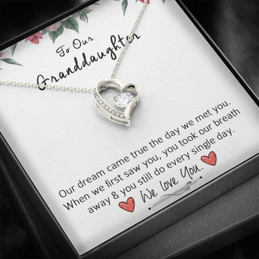 To Our Grand Daughter - Our Dream Came True | Stunning 14k Gold Forever Love Heart Necklace Standard Box