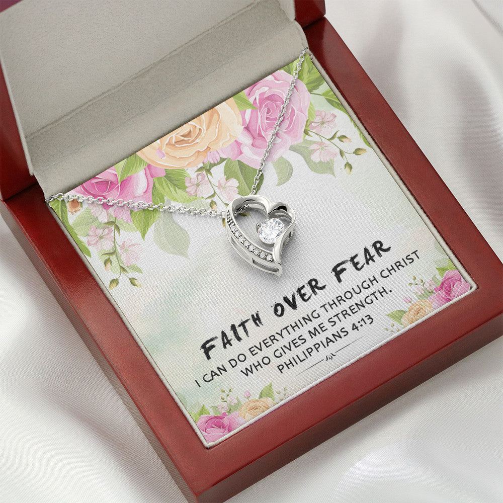 Faith Over Fear -  I Can Do Everything Through Christ (Philippians 4:13)| Stunning 14k Gold Forever Love Heart Necklace