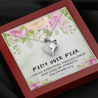 Faith Over Fear -  I Can Do Everything Through Christ (Philippians 4:13)| Stunning 14k Gold Forever Love Heart Necklace