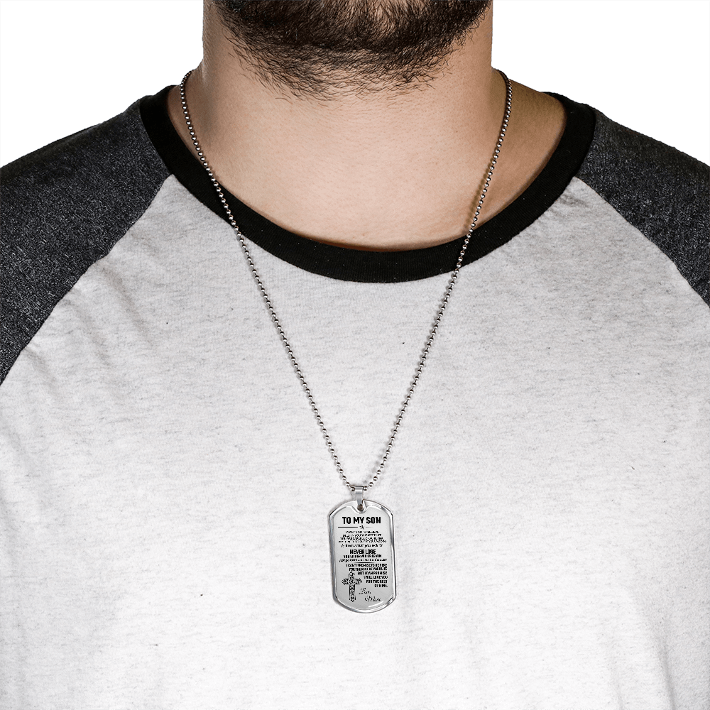 To My Son Dogtag Necklace (Love Mom) - Surgical Steel Dogtag Gift for Son