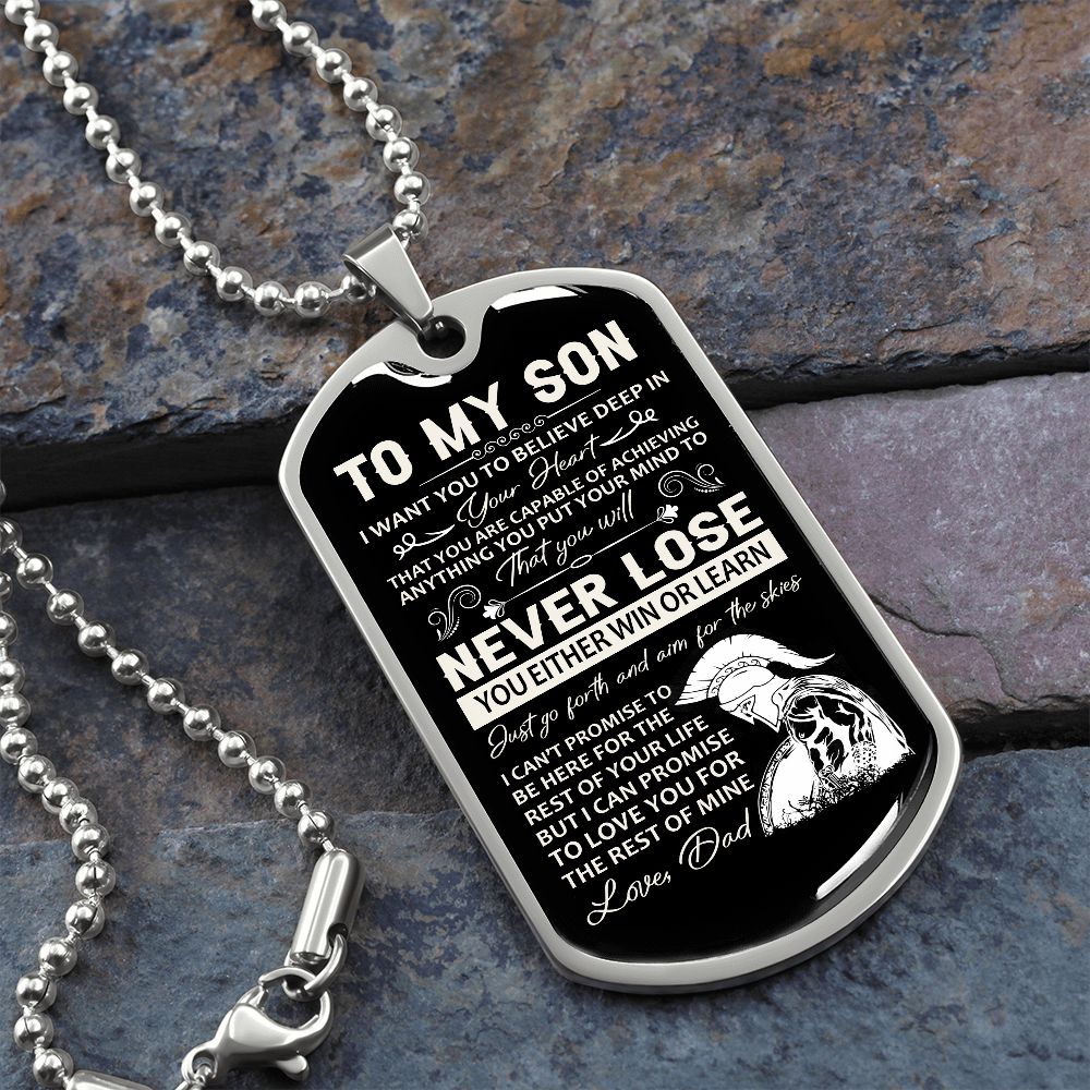 To My Son - Believe in Yourself, Steel Dogtag Necklace