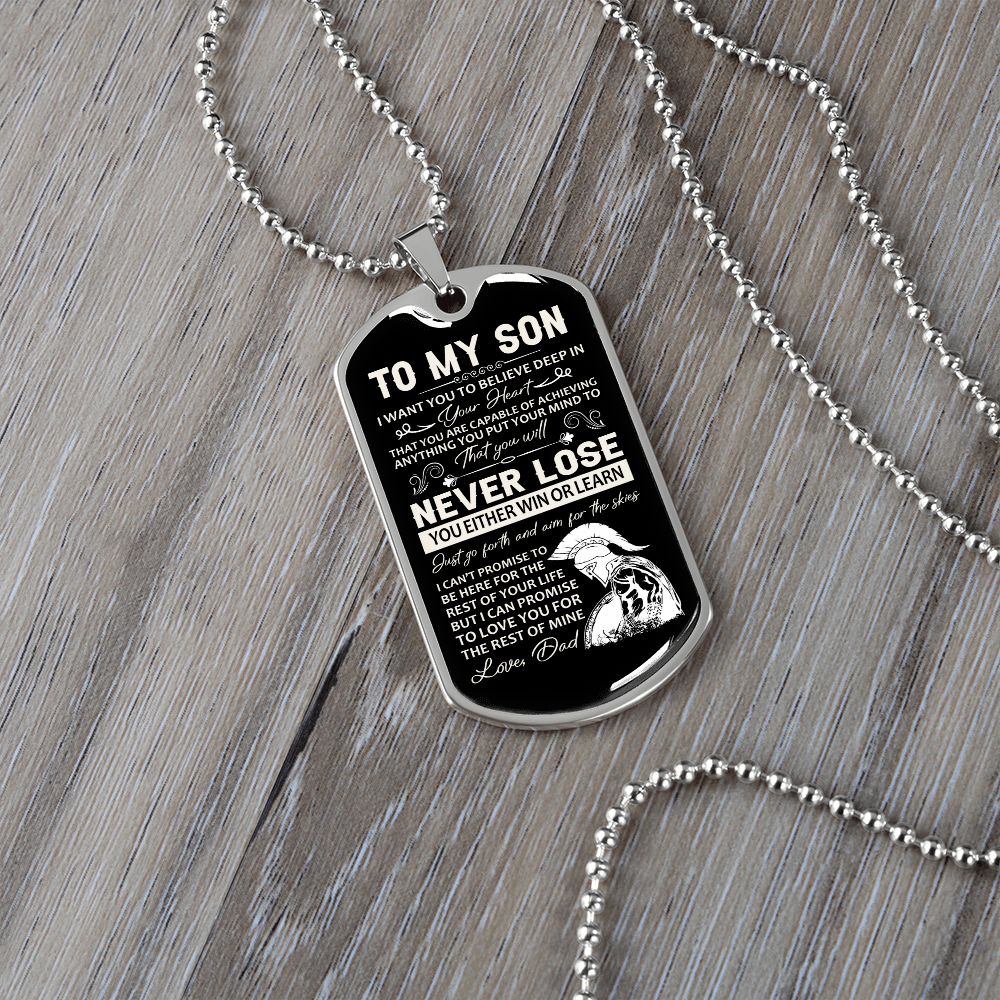 To My Son - Believe in Yourself, Steel Dogtag Necklace