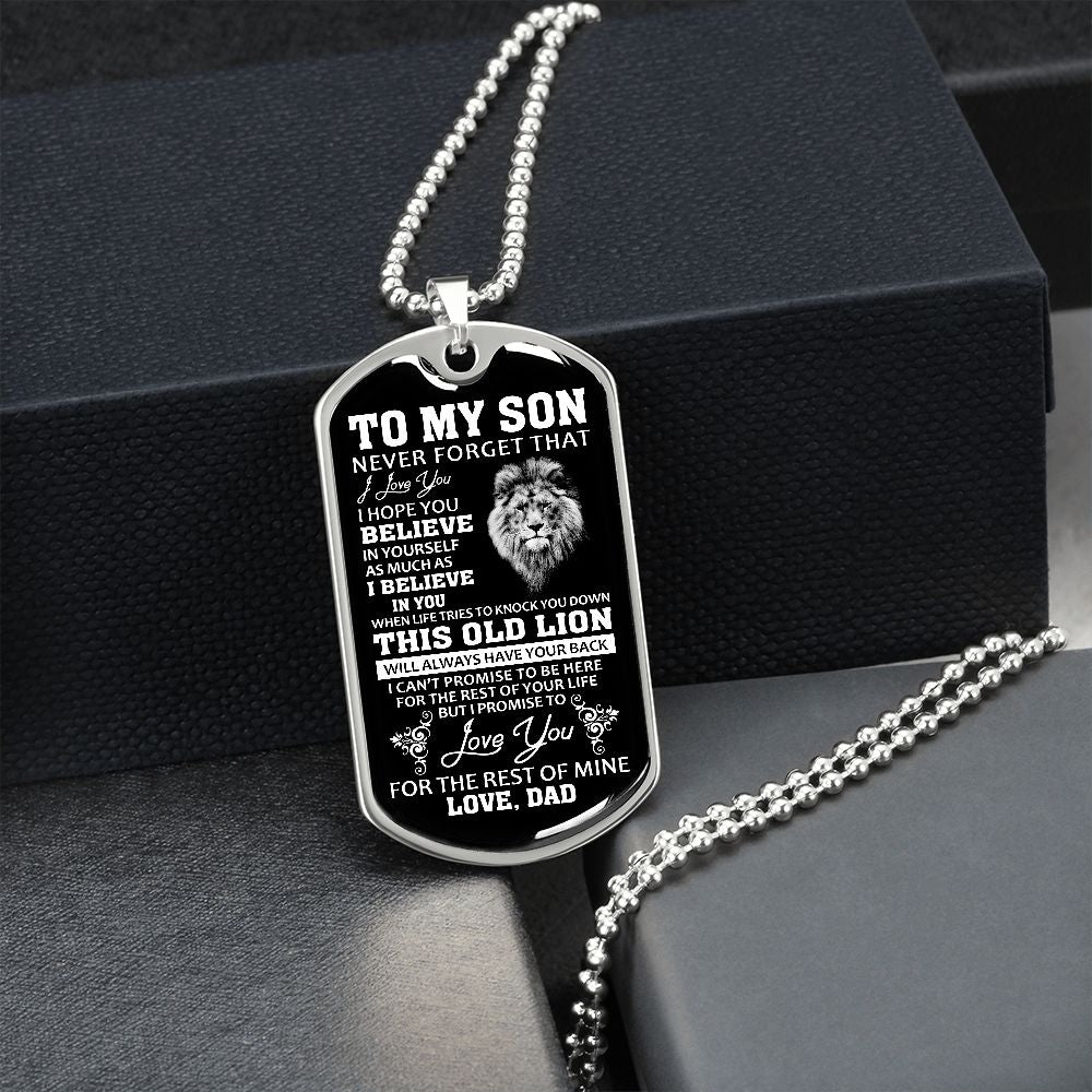 To My Son Dogtag Necklace - I Love You, Believe in Yourself