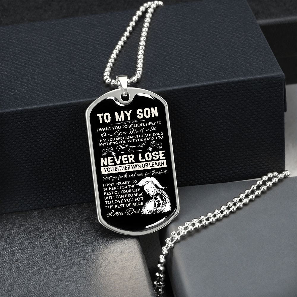 To My Son - Believe in Yourself, Steel Dogtag Necklace
