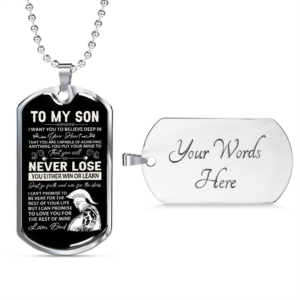 To My Son - Believe in Yourself, Steel Dogtag Necklace