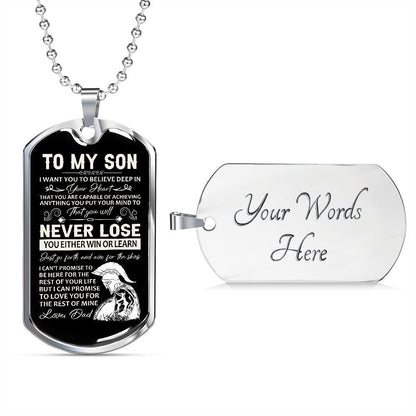 To My Son - Believe in Yourself, Steel Dogtag Necklace