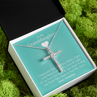 To My Granddaughter - Squeezed This Tight - Grace White Gold Cross Necklace