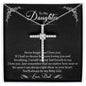 To My Daughter CZ Cross Necklace - 14k White Gold