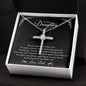 To My Daughter CZ Cross Necklace - 14k White Gold
