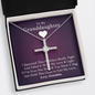 To My Granddaughter - Squeezed This Tight (Purple) - Grace White Gold Cross Necklace