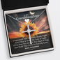 To My Granddaughter - Squeezed This Tight (Sunset) - Grace White Gold Cross Necklace