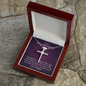 To My Granddaughter - Squeezed This Tight (Purple) - Grace White Gold Cross Necklace