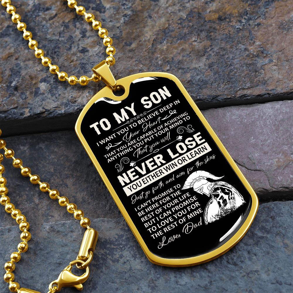 To My Son - Believe in Yourself, Steel Dogtag Necklace