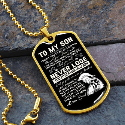 To My Son - Believe in Yourself, Steel Dogtag Necklace