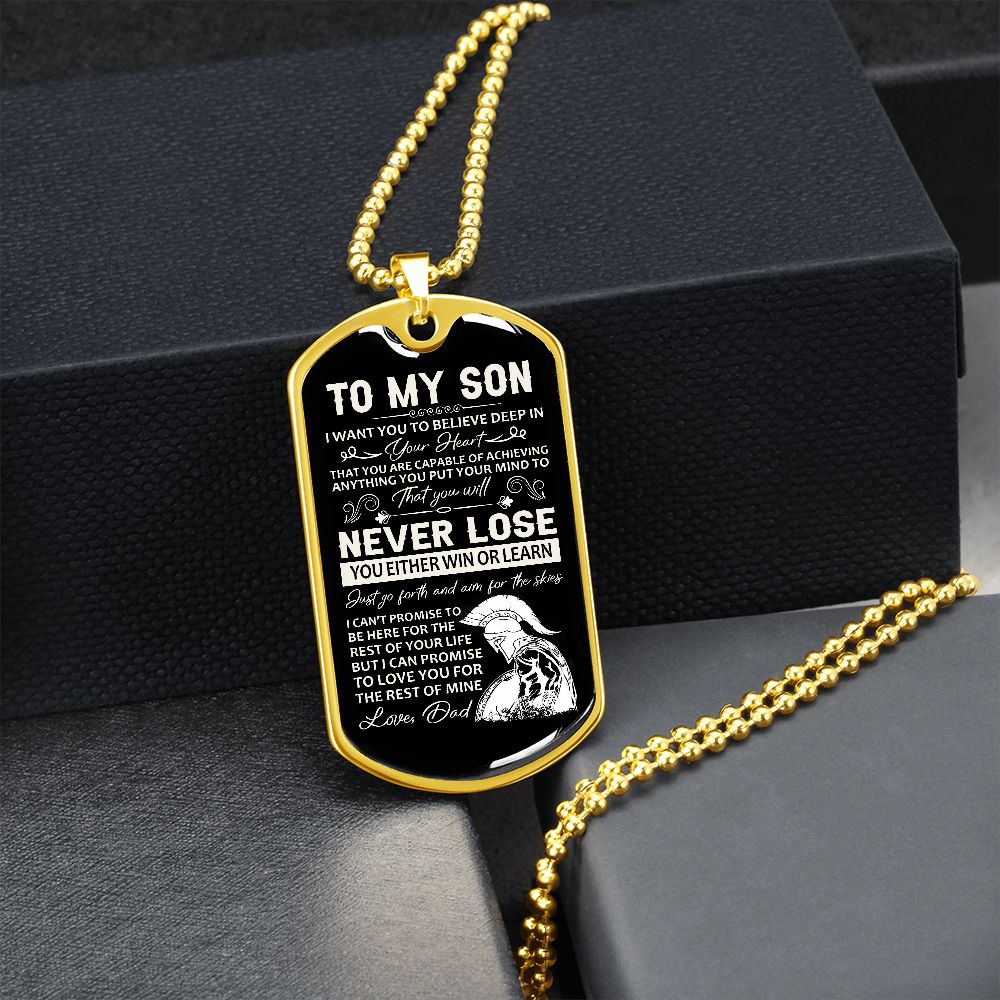 To My Son - Believe in Yourself, Steel Dogtag Necklace