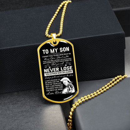 To My Son - Believe in Yourself, Steel Dogtag Necklace