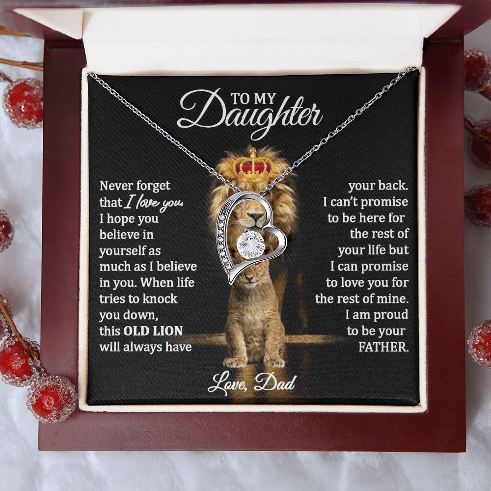 To Daughter (Love Dad) Beautiful 14k Gold Family Heart Necklace