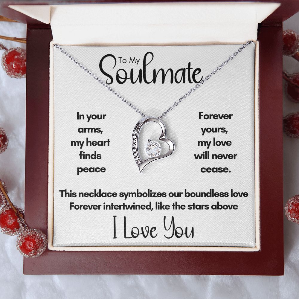 To My Soulmate - In Your Arms | 14k White Gold and Stainless Steel Forever Love Heart