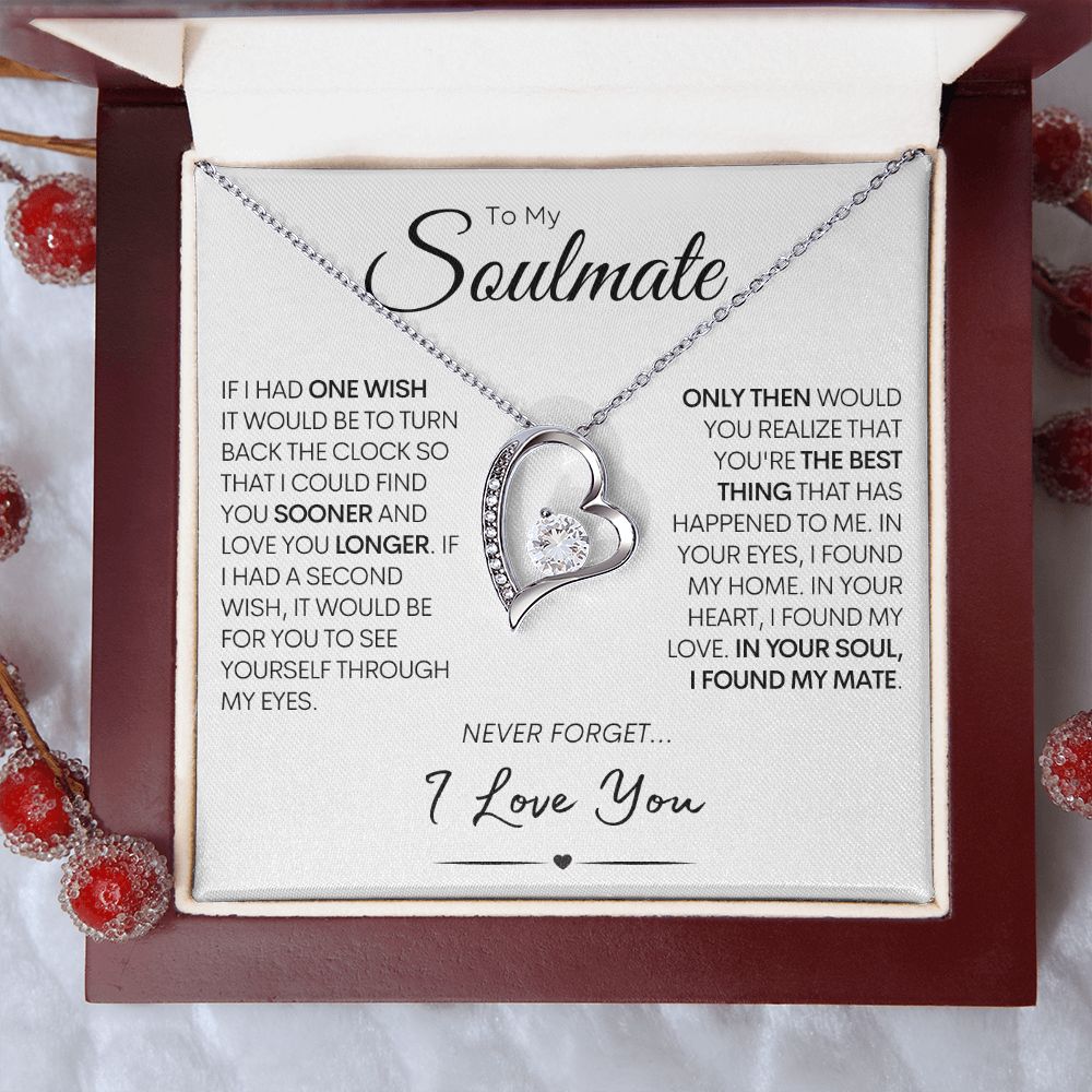 Soulmate Heart Necklace, Valentine's Gift for Her, Birthday Present, Anniversary Gift Soulmate "Two Wishes"