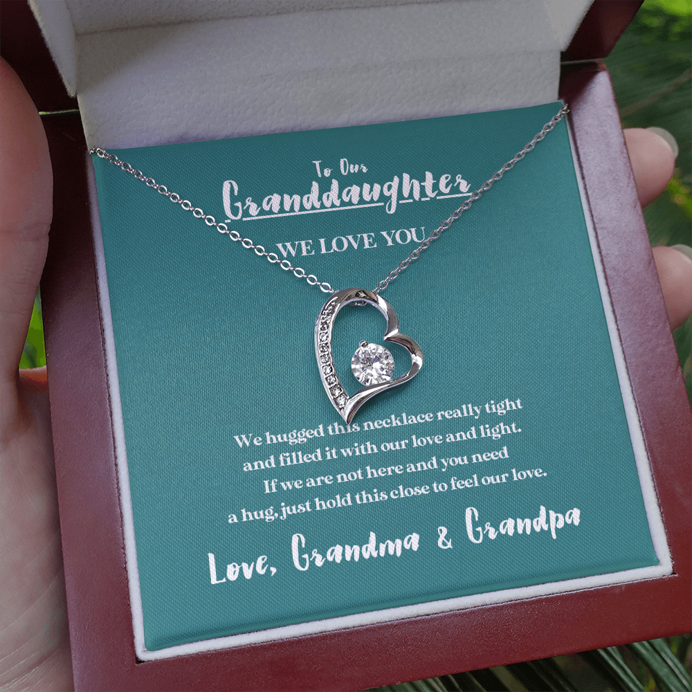 To Our Granddaughter - Hugged This Tight, 14k Gold Heart Necklace