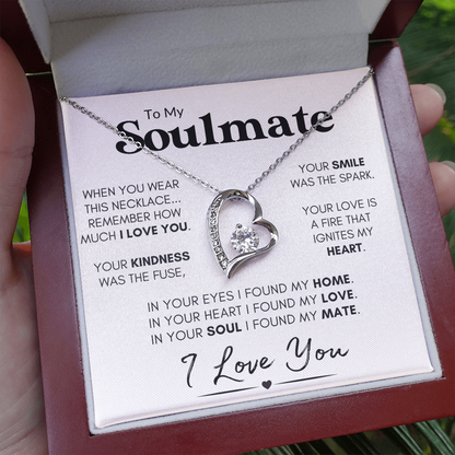 To My Soulmate - Your Smile | Stainless Steel and Gold Heart Necklace