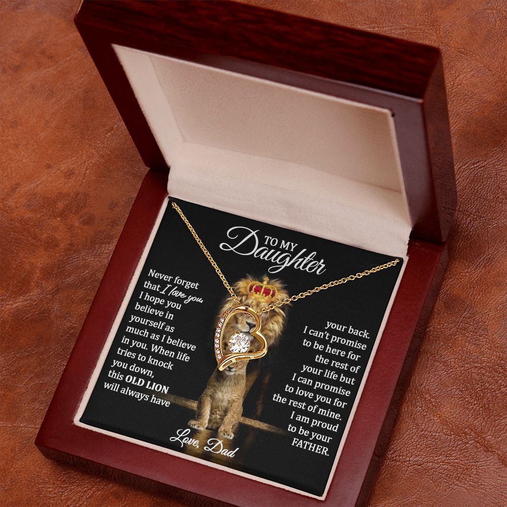 To Daughter (Love Dad) Beautiful 14k Gold Family Heart Necklace