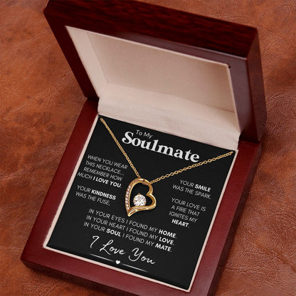 Soulmate Heart Necklace, 14k White Gold, Personalized Poem and Necklace Gift for Wife or Girlfriend