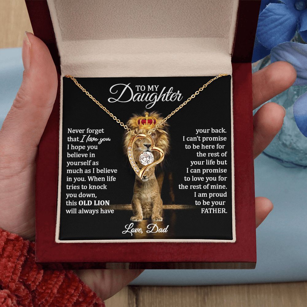 To Daughter (Love Dad) Beautiful 14k Gold Family Heart Necklace