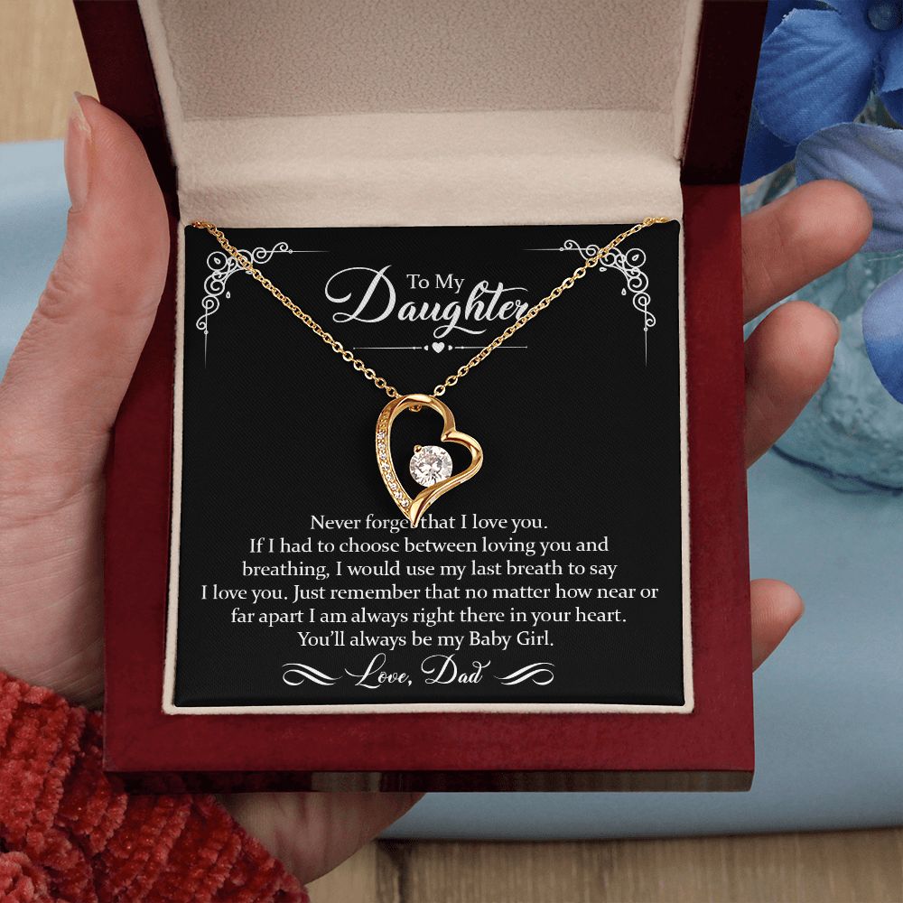 To My Daughter - Never Forget I Love You | Gold Forever Love Heart Necklace