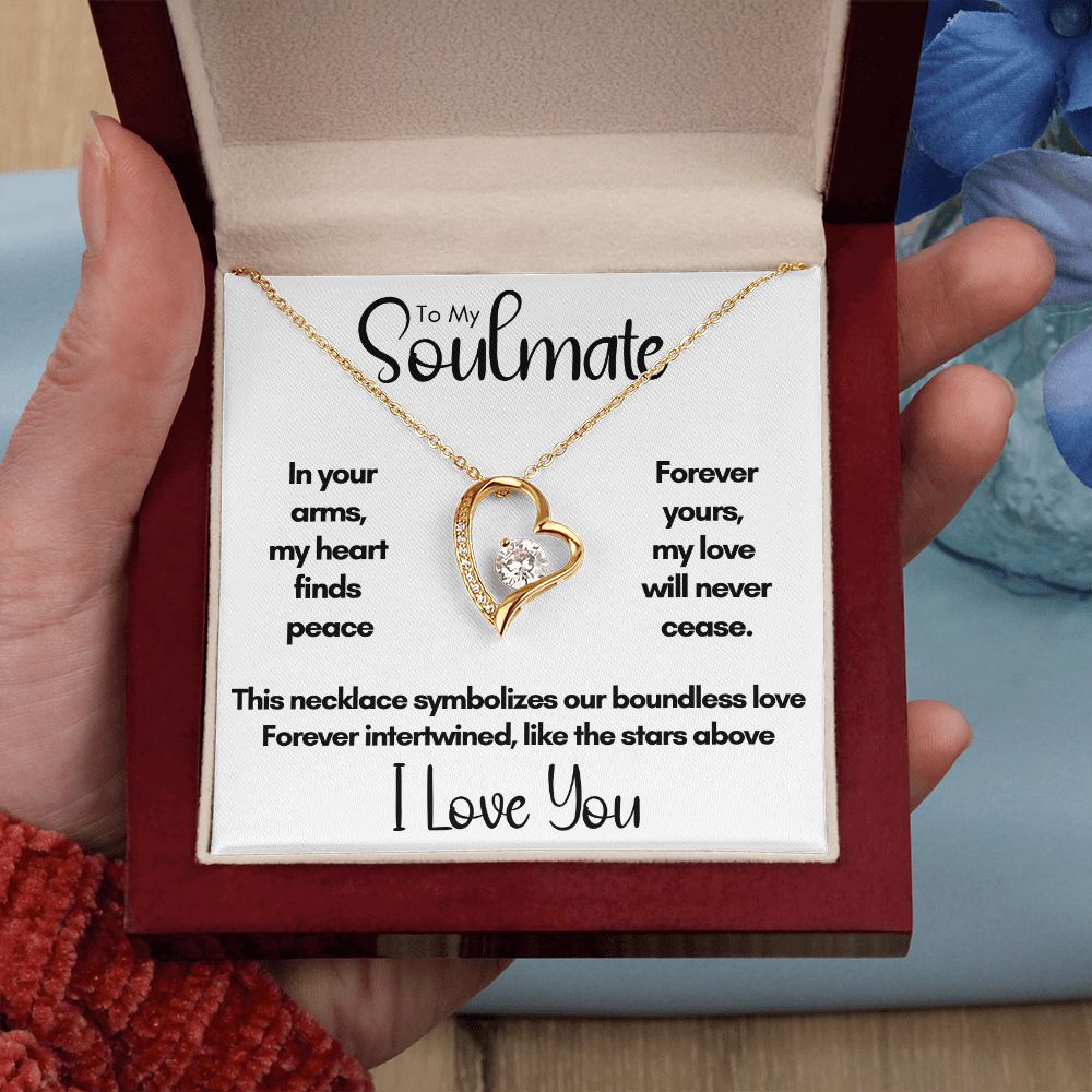 To My Soulmate - In Your Arms | 14k White Gold and Stainless Steel Forever Love Heart