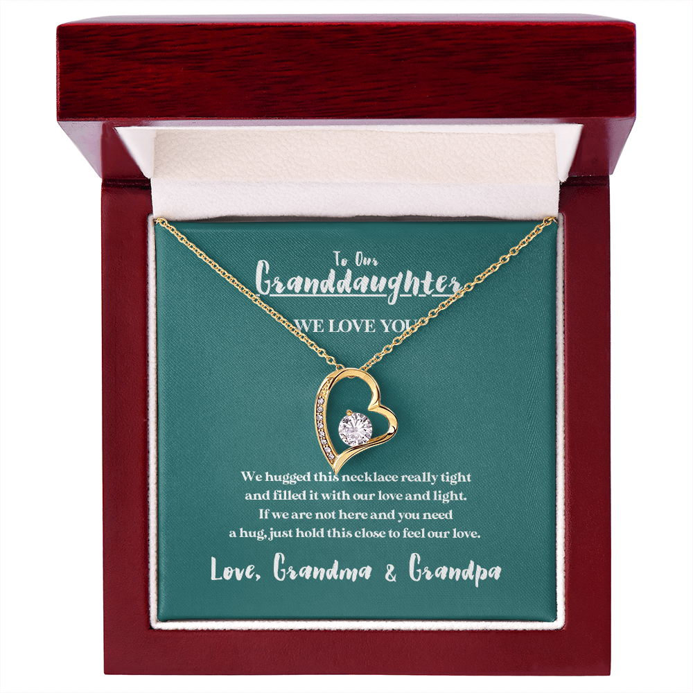 To Our Granddaughter - Hugged This Tight, 14k Gold Heart Necklace