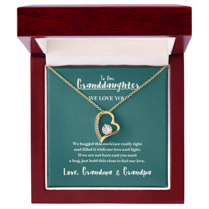 To Our Granddaughter - Hugged This Tight, 14k Gold Heart Necklace